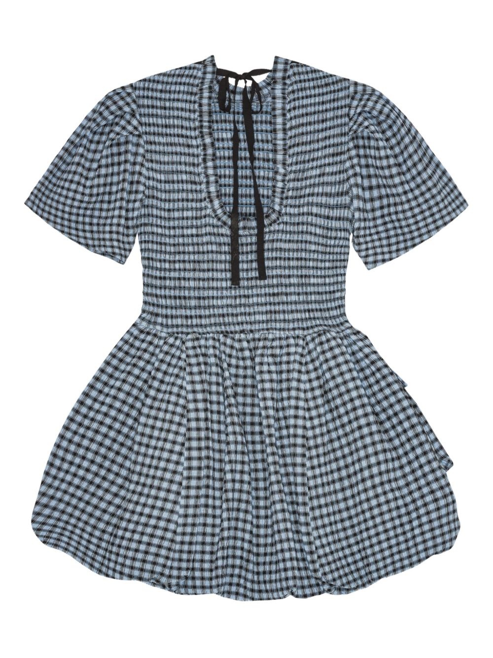 checked seersucker mini dress - 6