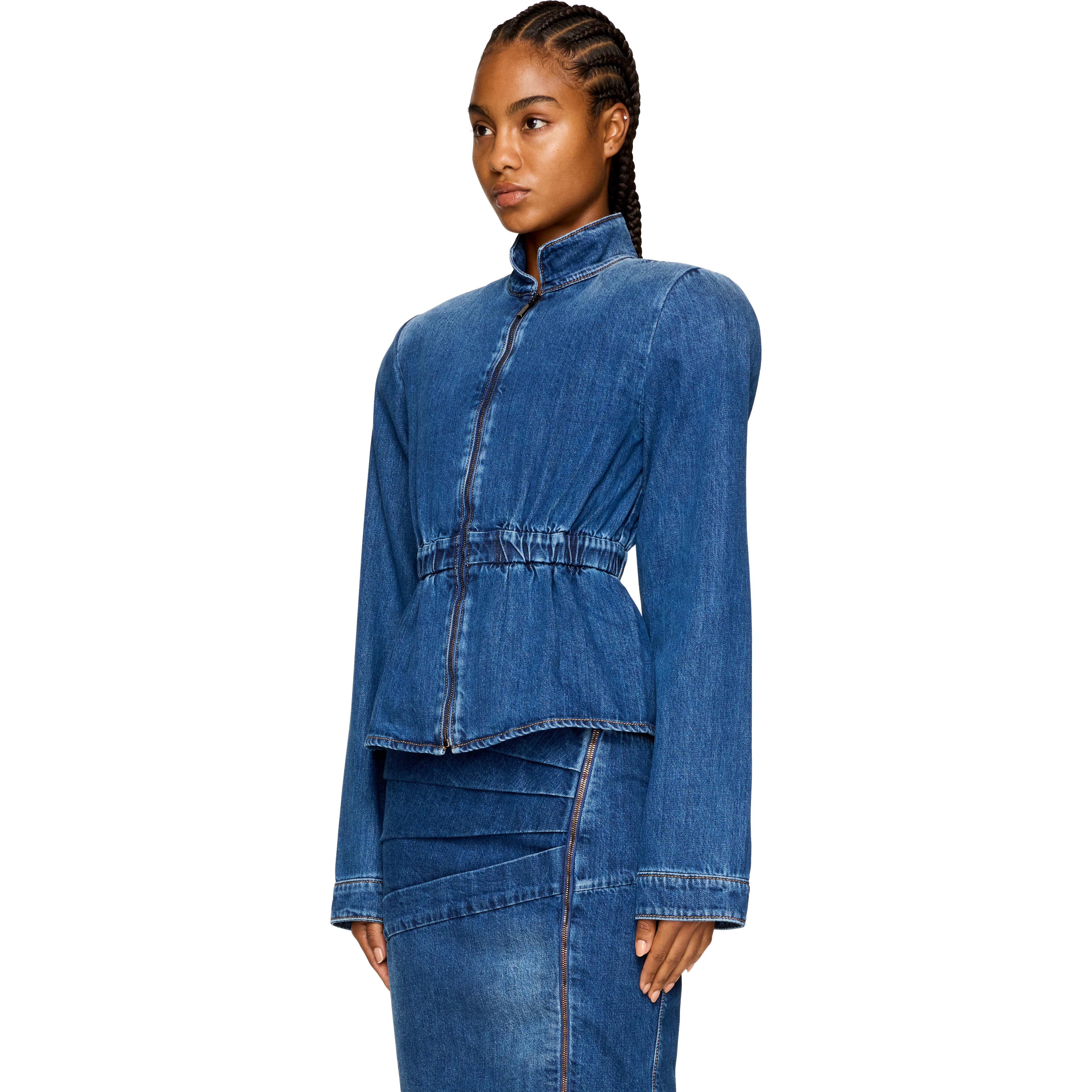Hayley Peplum Denim Bomber Jacket - 2