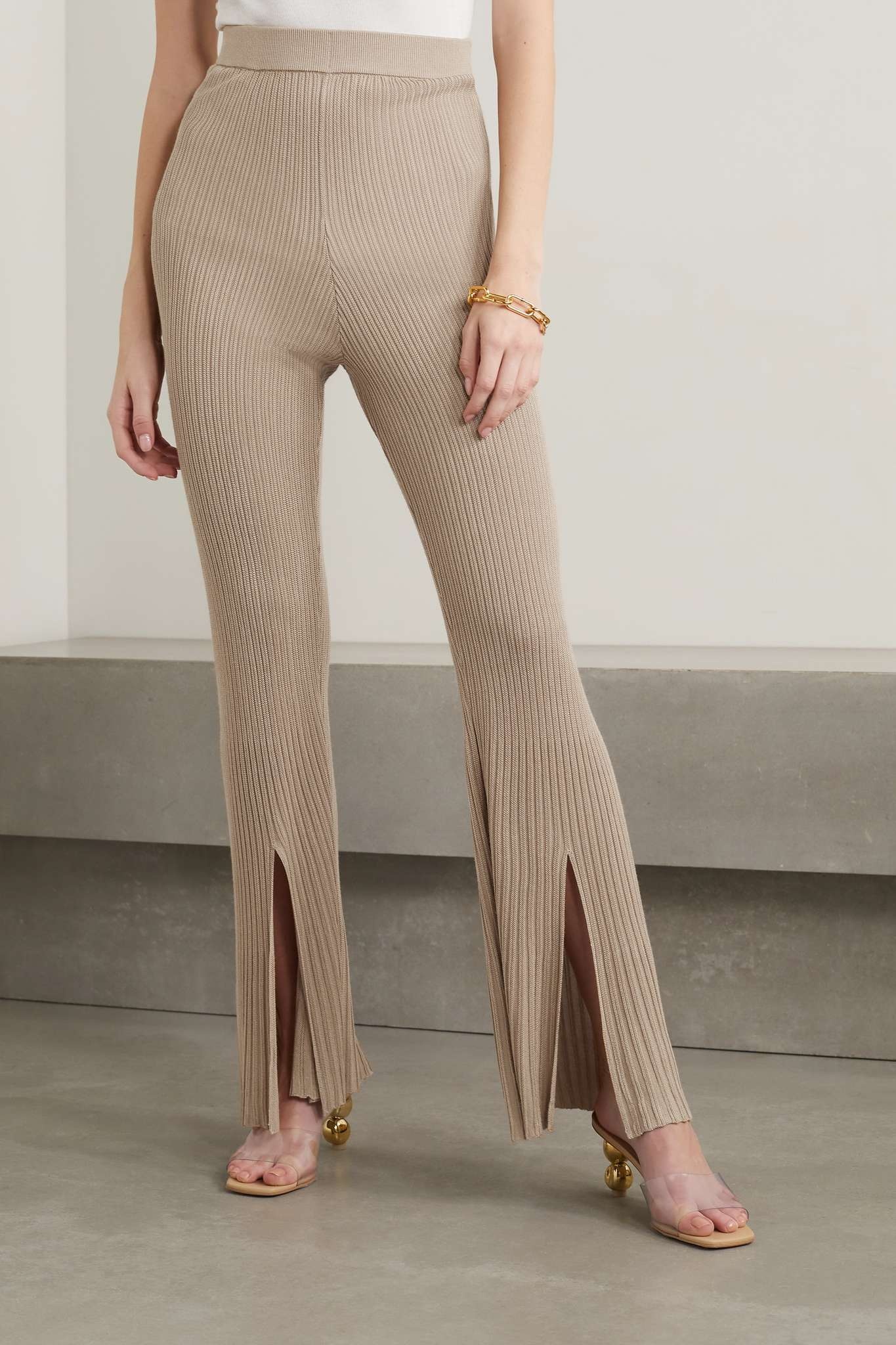 Dalia ribbed-knit flared pants - 3