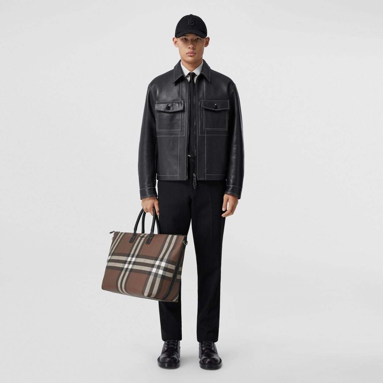 Check and Leather Holdall - 6