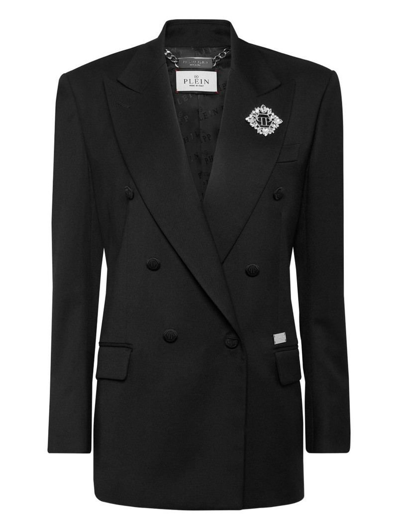 crystal-embellished double-breasted blazer 1