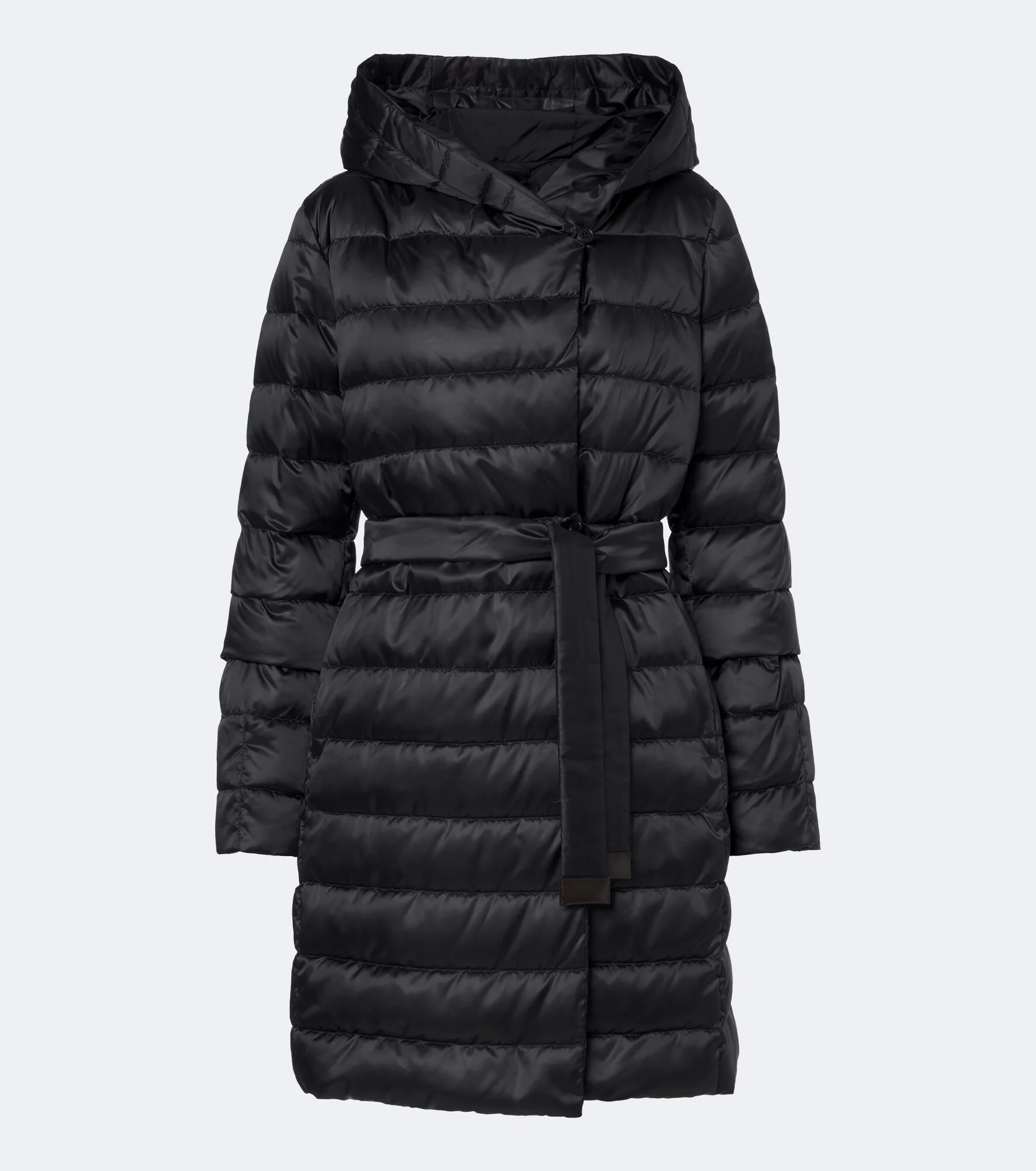 Belted hooded puffer coat - 1