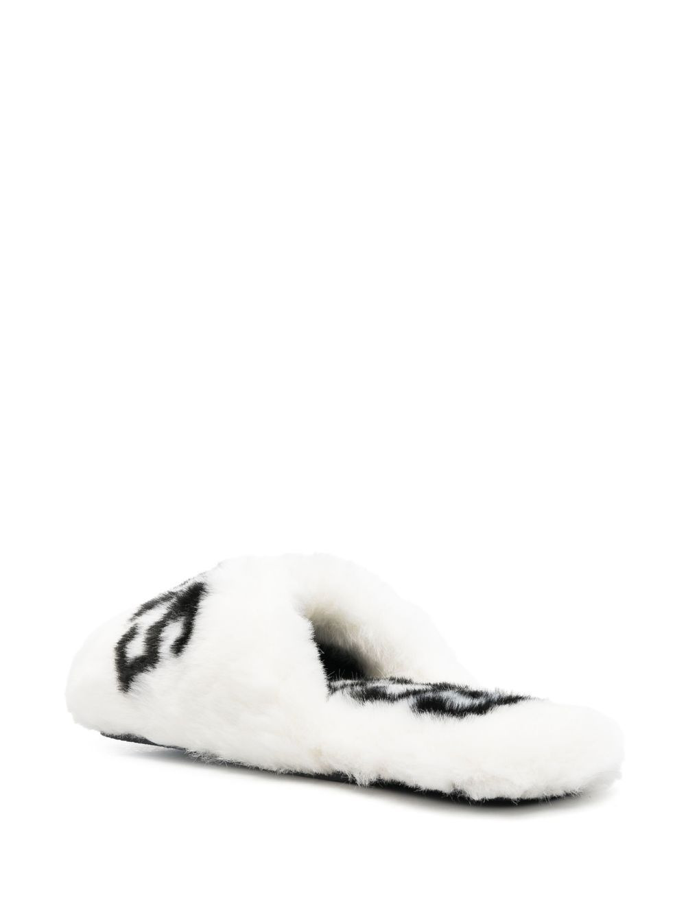 logo-print faux-fur slippers - 3