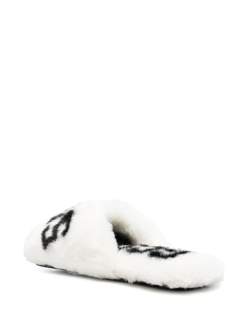 logo-print faux-fur slippers 3