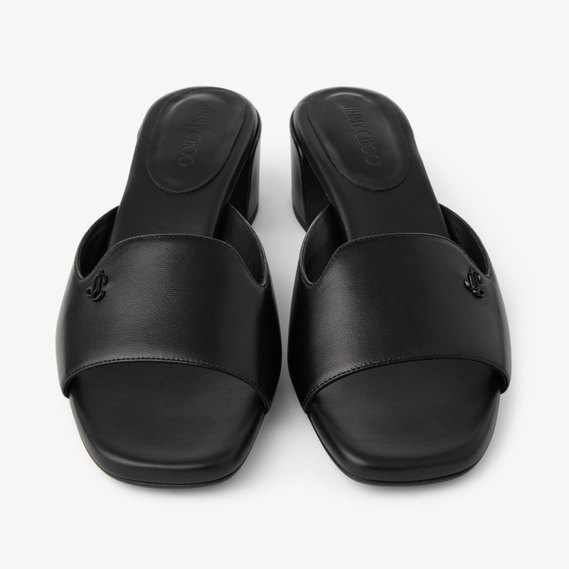Dina 45 Black Leather Mule Sandals 4