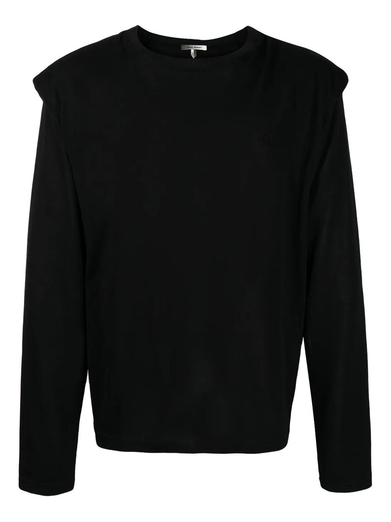 padded-shoulder cotton sweatshirt 1