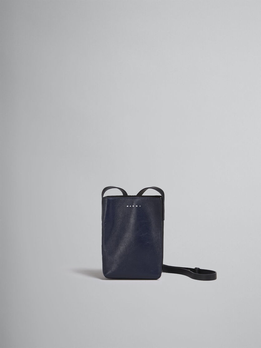 MUSEO SOFT SMALL BAG IN BLUE AND BLACK LEATHER - 1