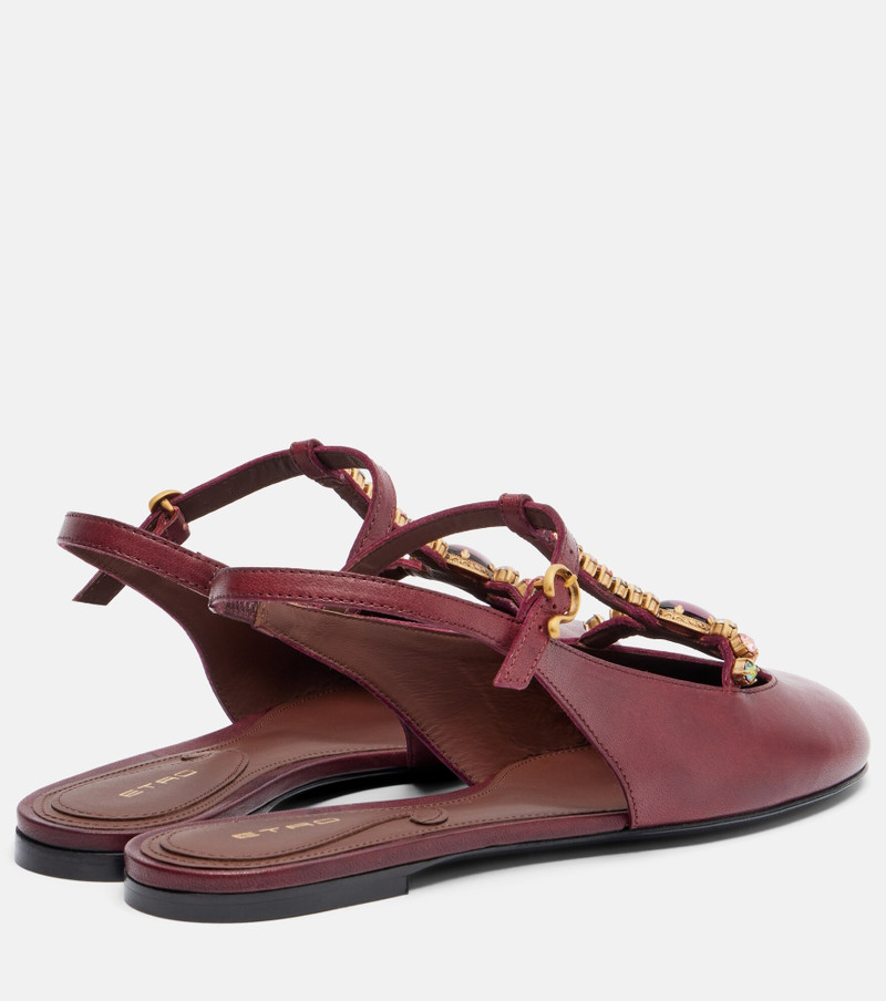 Etro Embellished leather slingback flats outlook