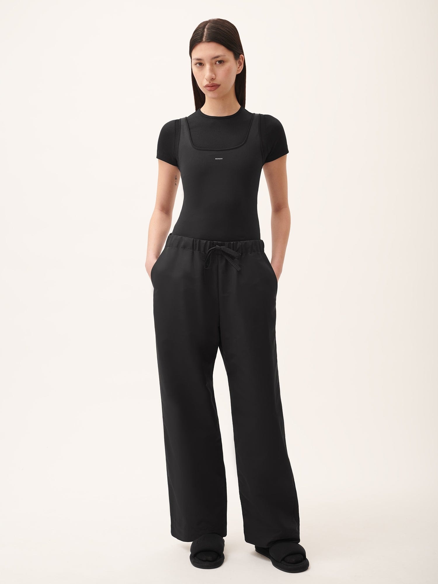 Women's (gaia)PLNT Nylon Straight Leg Track Pants - Black - 3