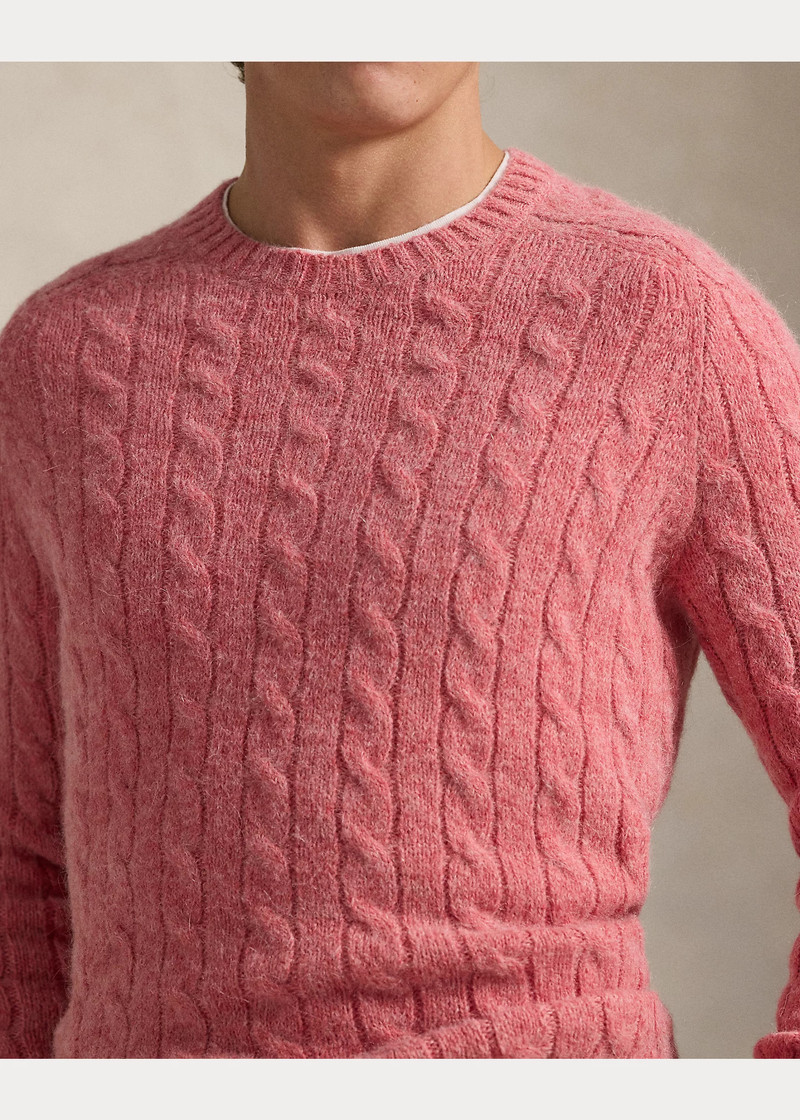 Suede-Patch Cable-Knit Sweater 5