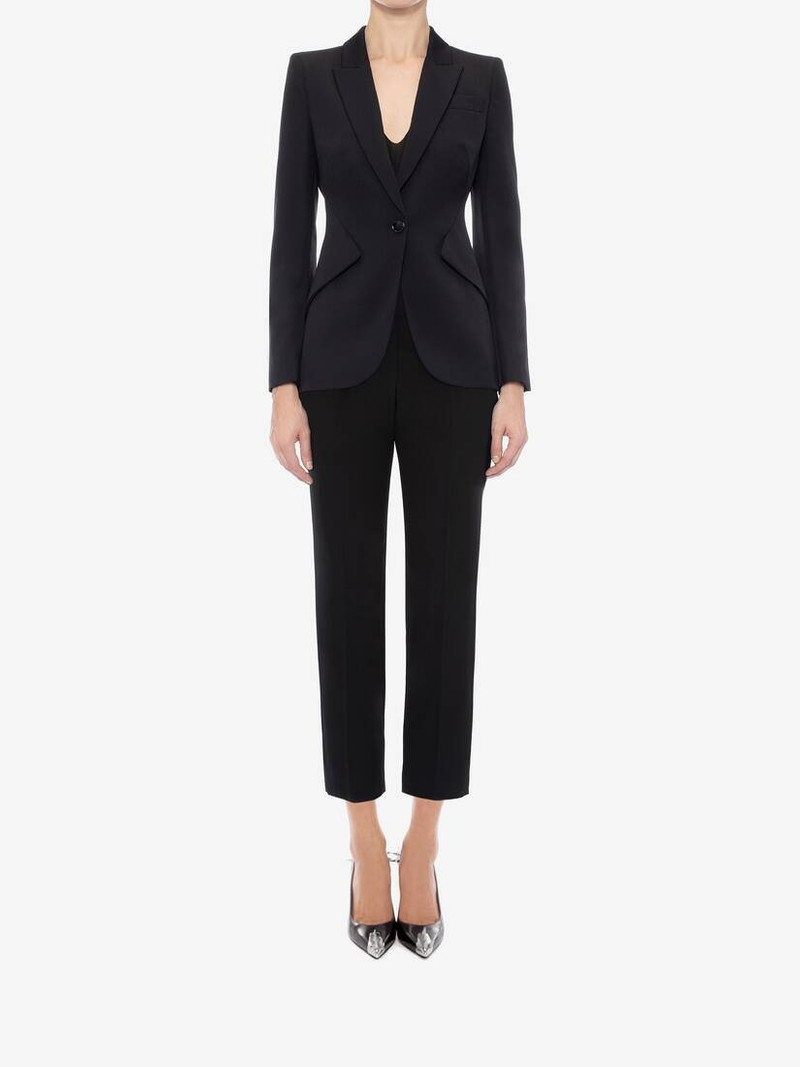 Alexander McQueen Leaf Crepe Cigarette Trouser in Black outlook