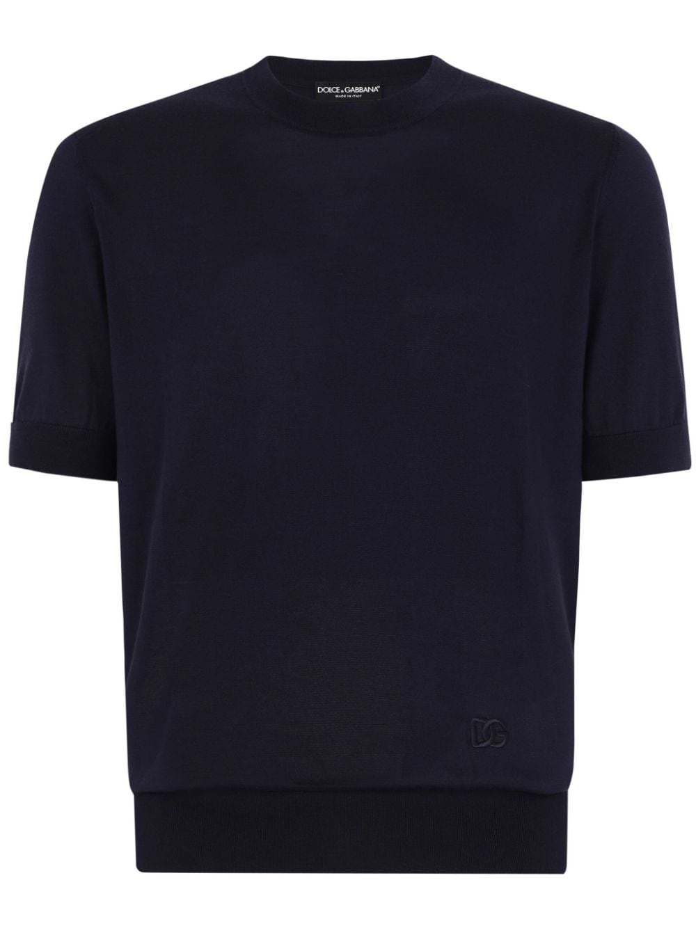 logo-embroidered silk knitted top - 1