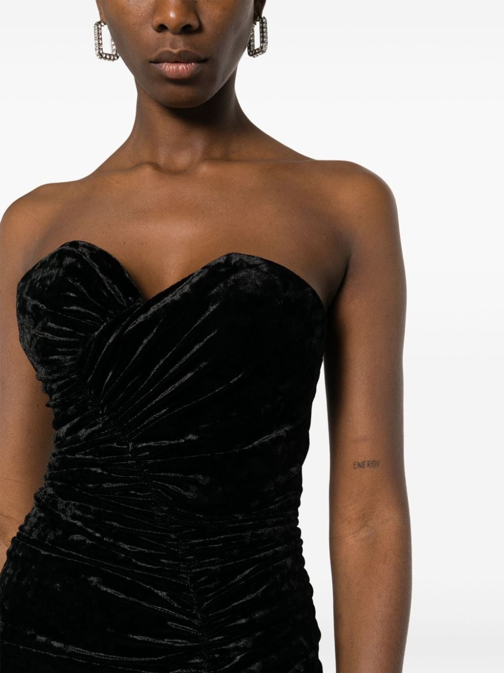 crushed velvet maxi dress - 5