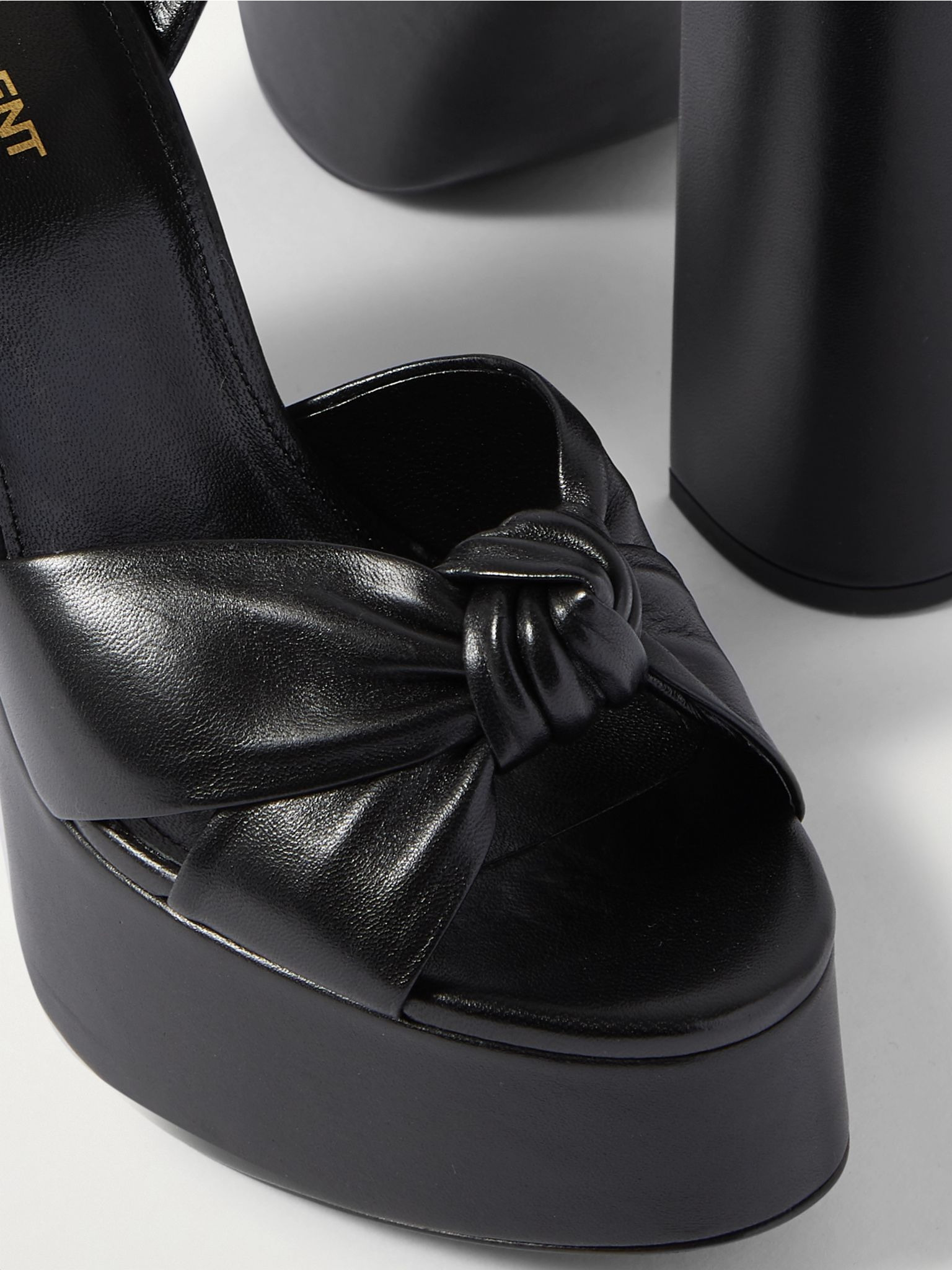 Bianca knotted leather platform sandals Black - 5