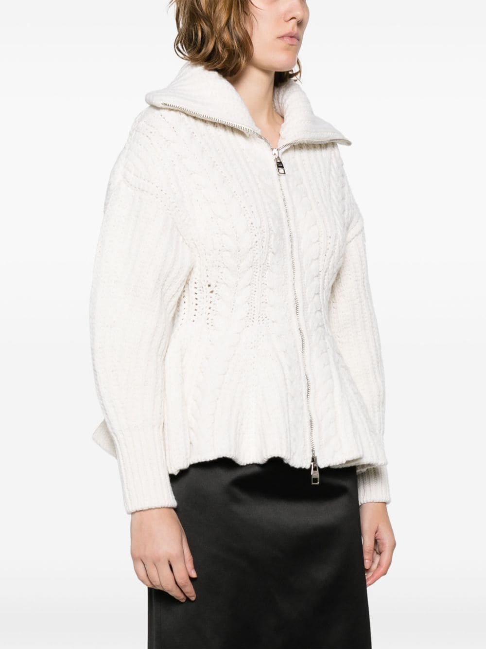cable-knit zip-up cardigan - 3