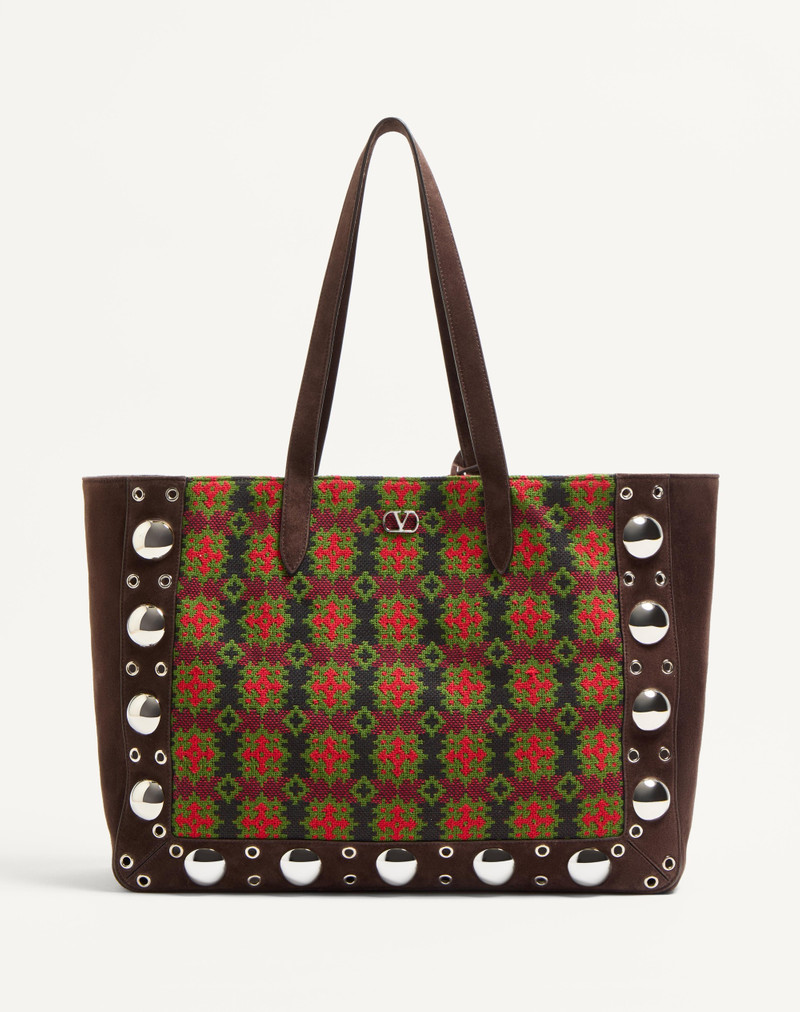 VALENTINO GARAVANI NELLCÔTE LARGE SHOPPING BAG IN JACQUARD FABRIC - 1