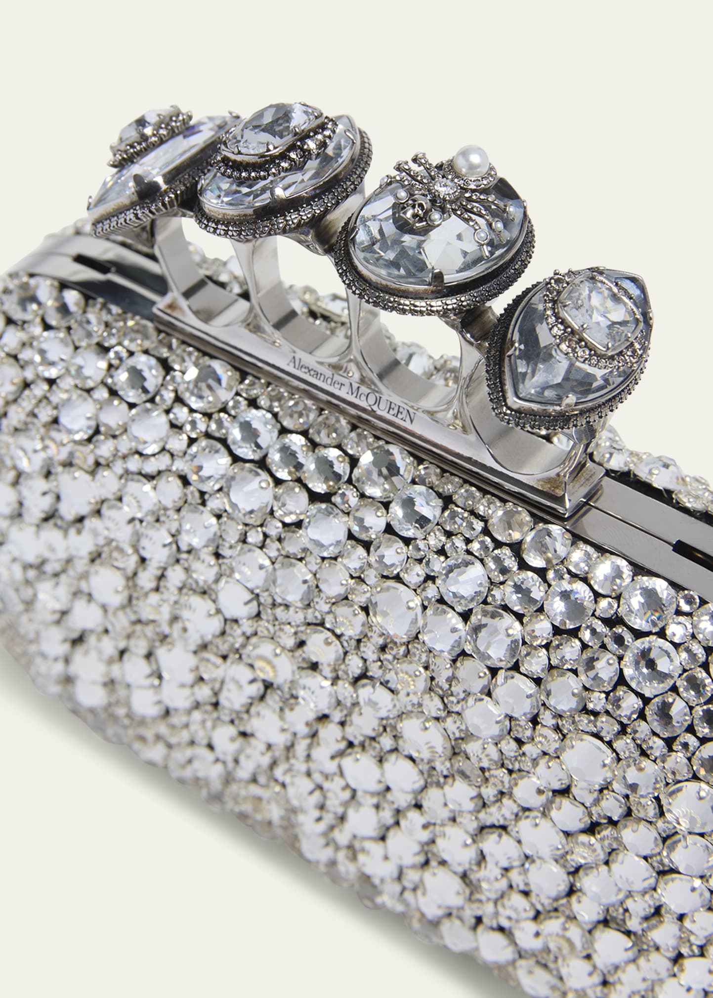 Skull Spider Four Ring Crystal Clutch Bag - 5