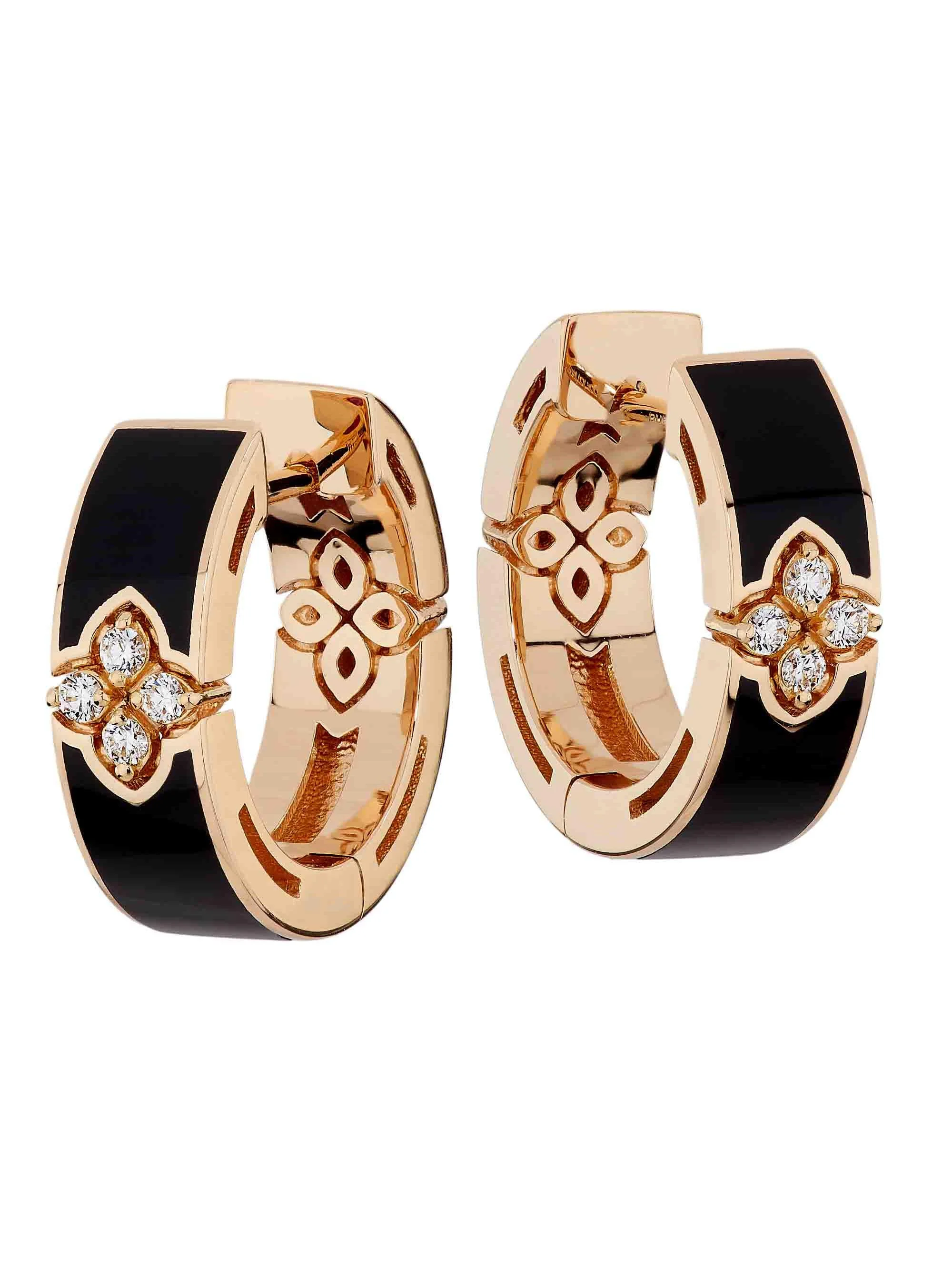 Women's Love In Verona 18K Rose Gold, Enamel & 0.06 TCW Diamond Hoop Earrings - Black - 1