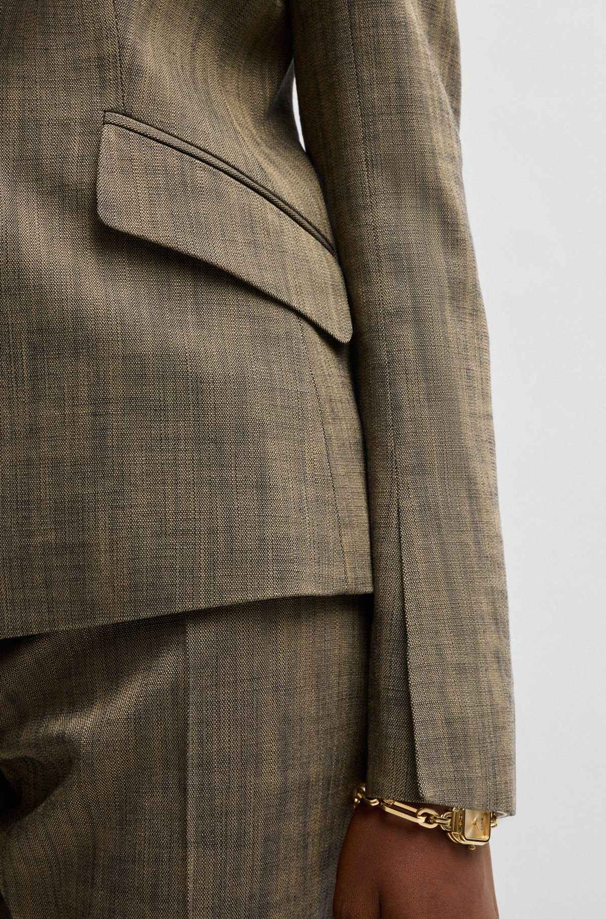 SLIM-FIT BLAZER IN MELANGE SHARKSKIN FABRIC - 6