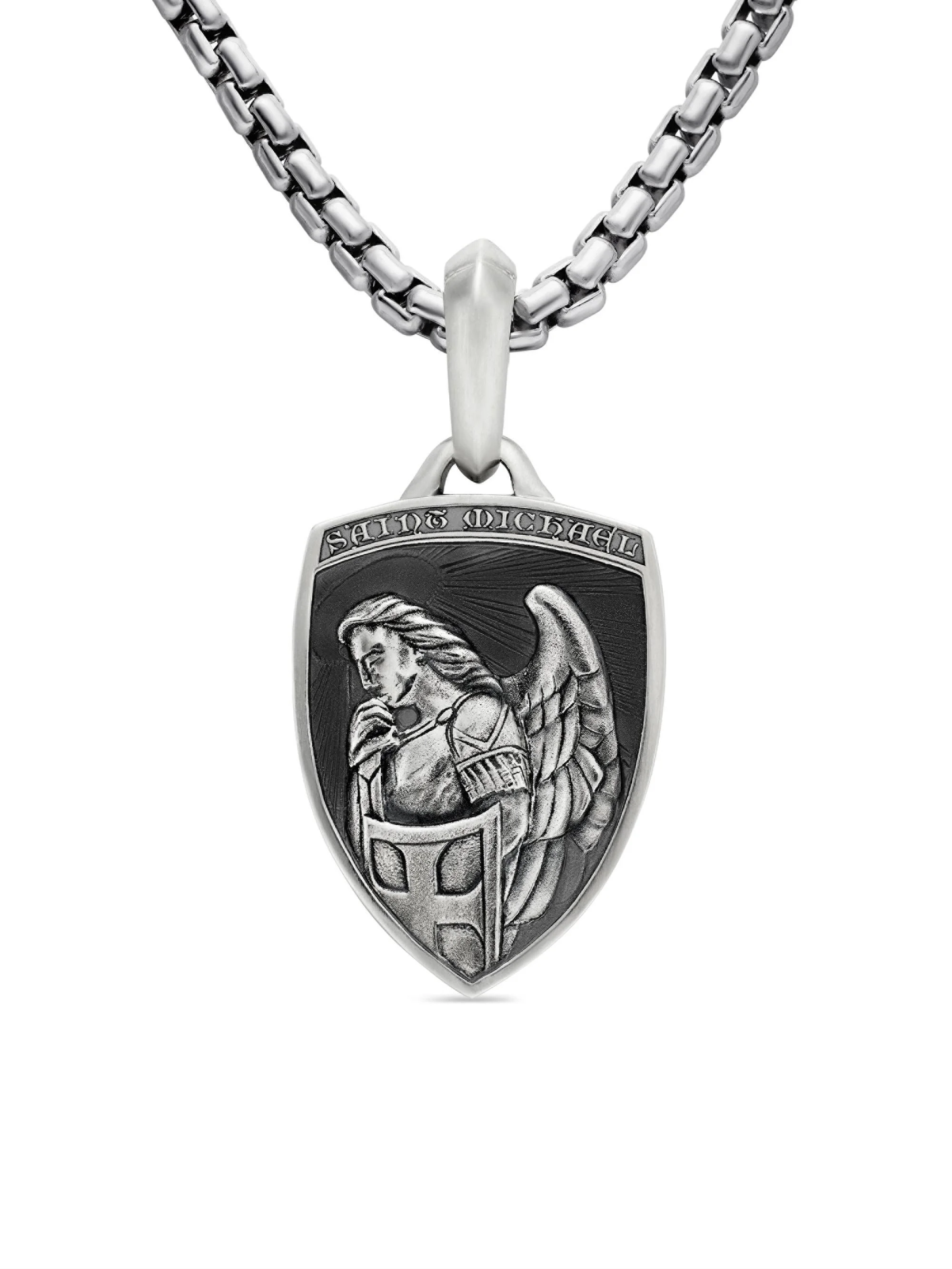 Men's St. Michael Amulet in Sterling Silver, 26mm - Silver - 1