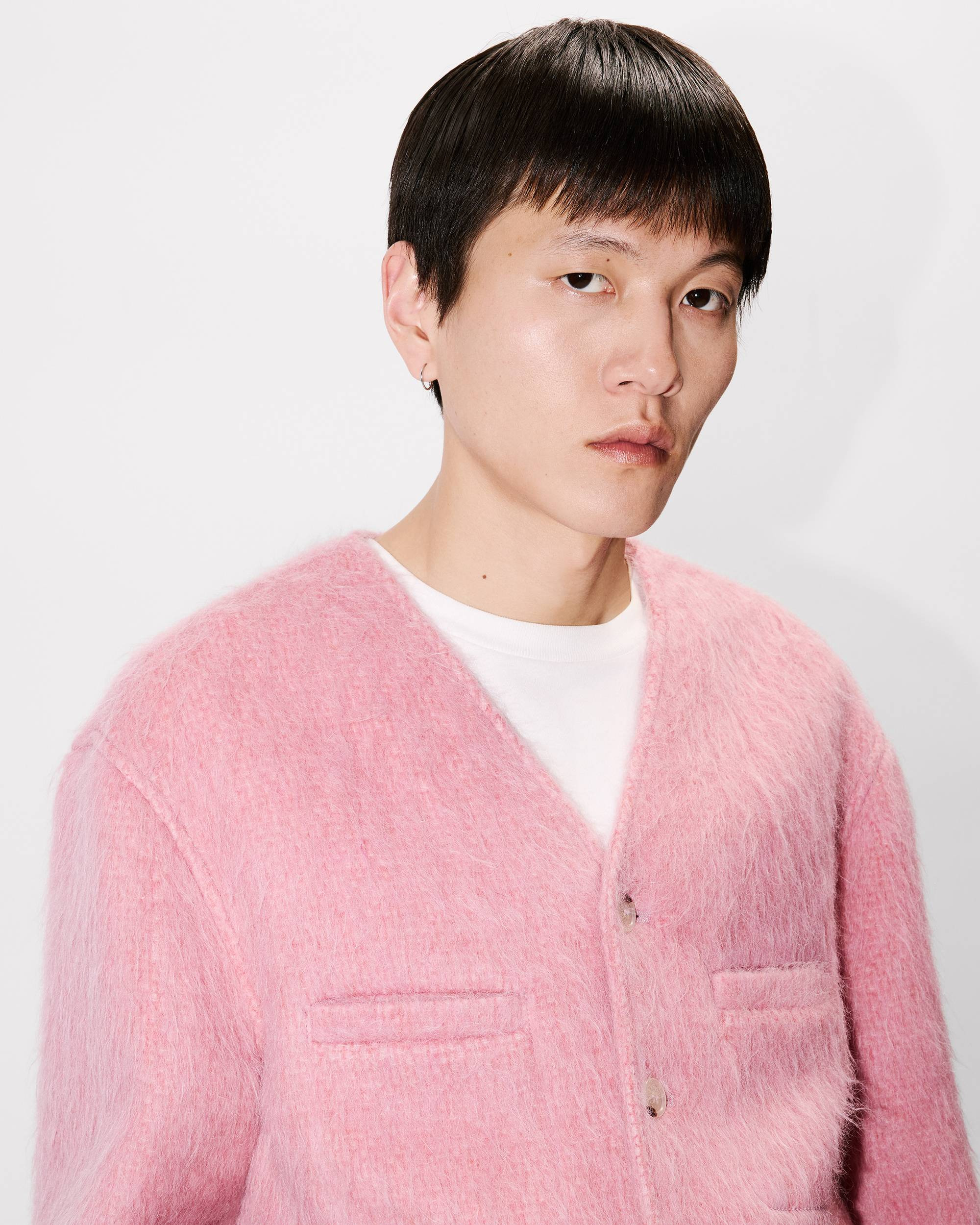 Collarless jacket in hairy wool alpaca and mohair - 6