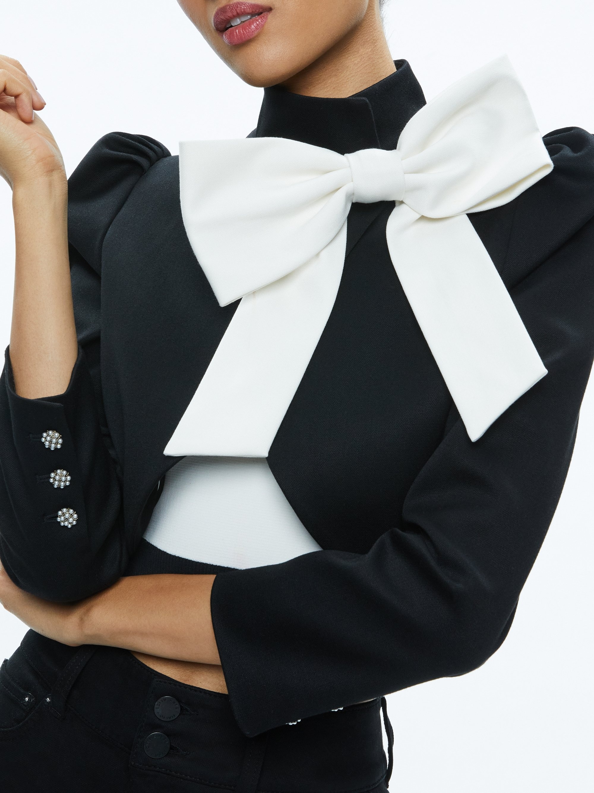 ADDISON BOW COLLAR CROPPED JACKET - 4