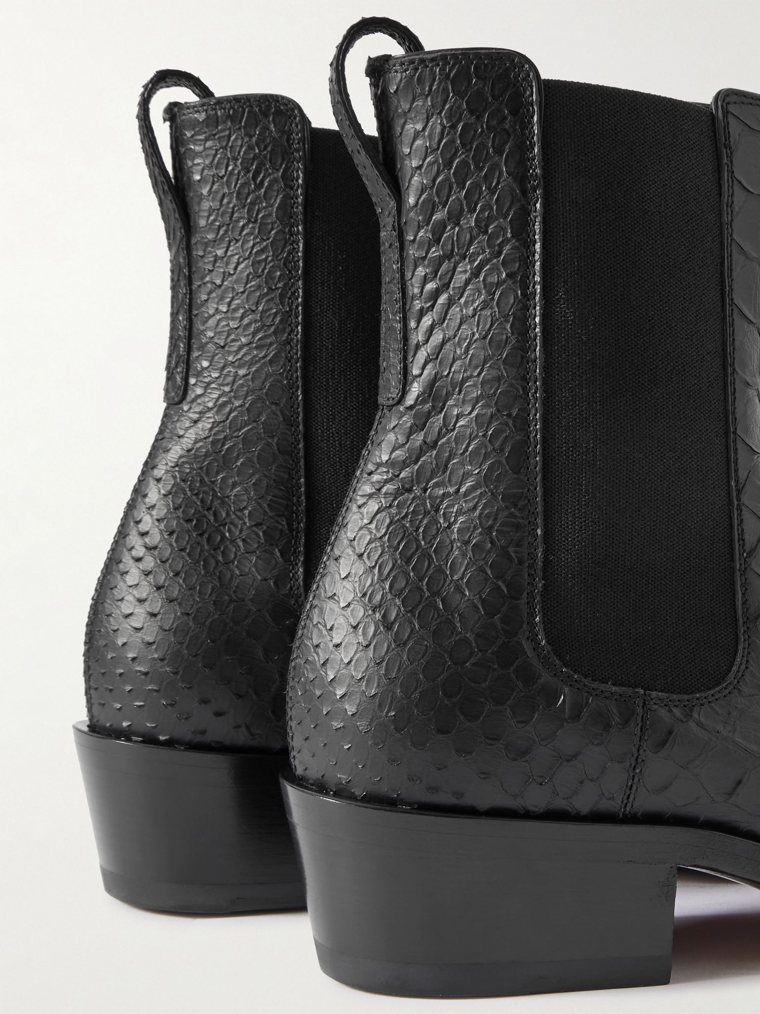 Python-Effect Leather Chelsea Boots Black - 5