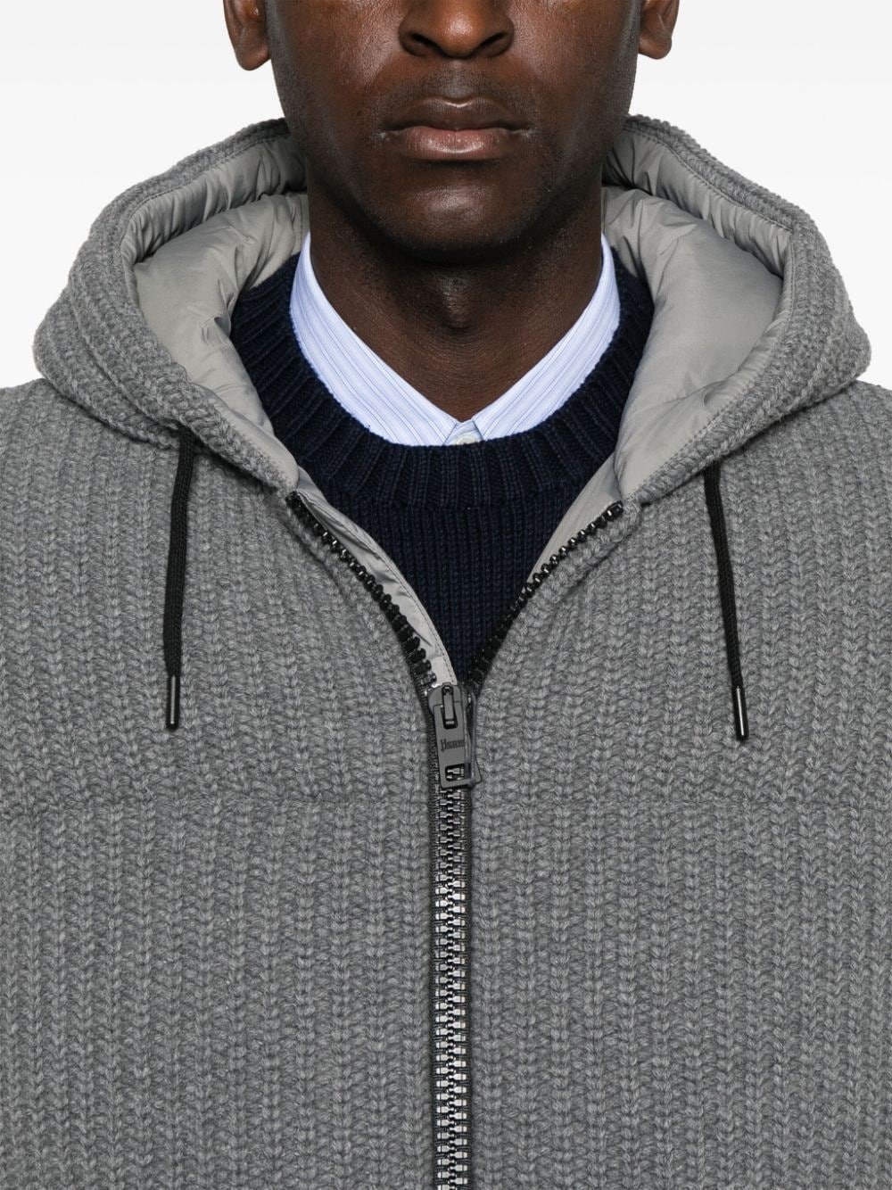 knit-panels puffer jacket - 5