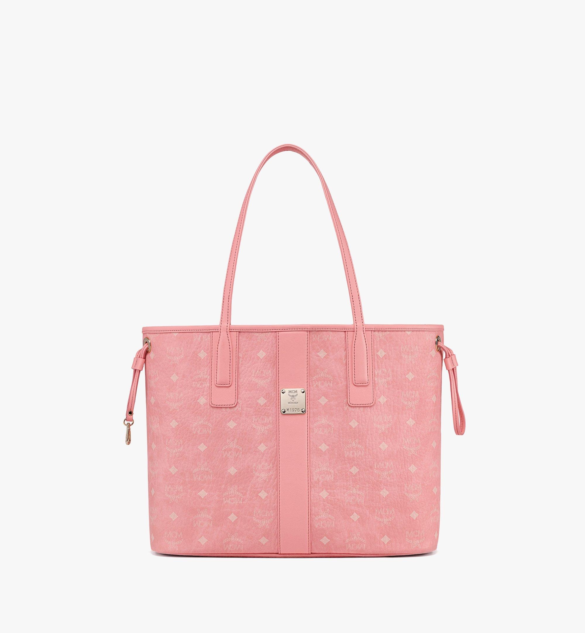 MCM Pink Visetos Coated Canvas and Leather Reversible Shopper Tote MCM