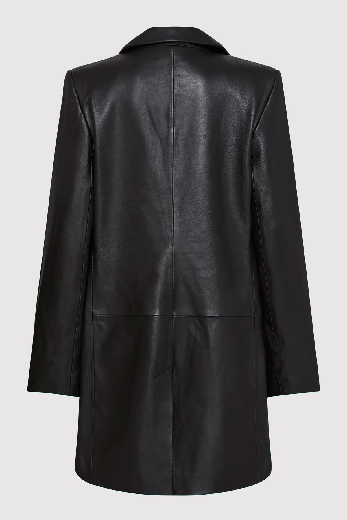 Leather Longline Jacket - Black - 6