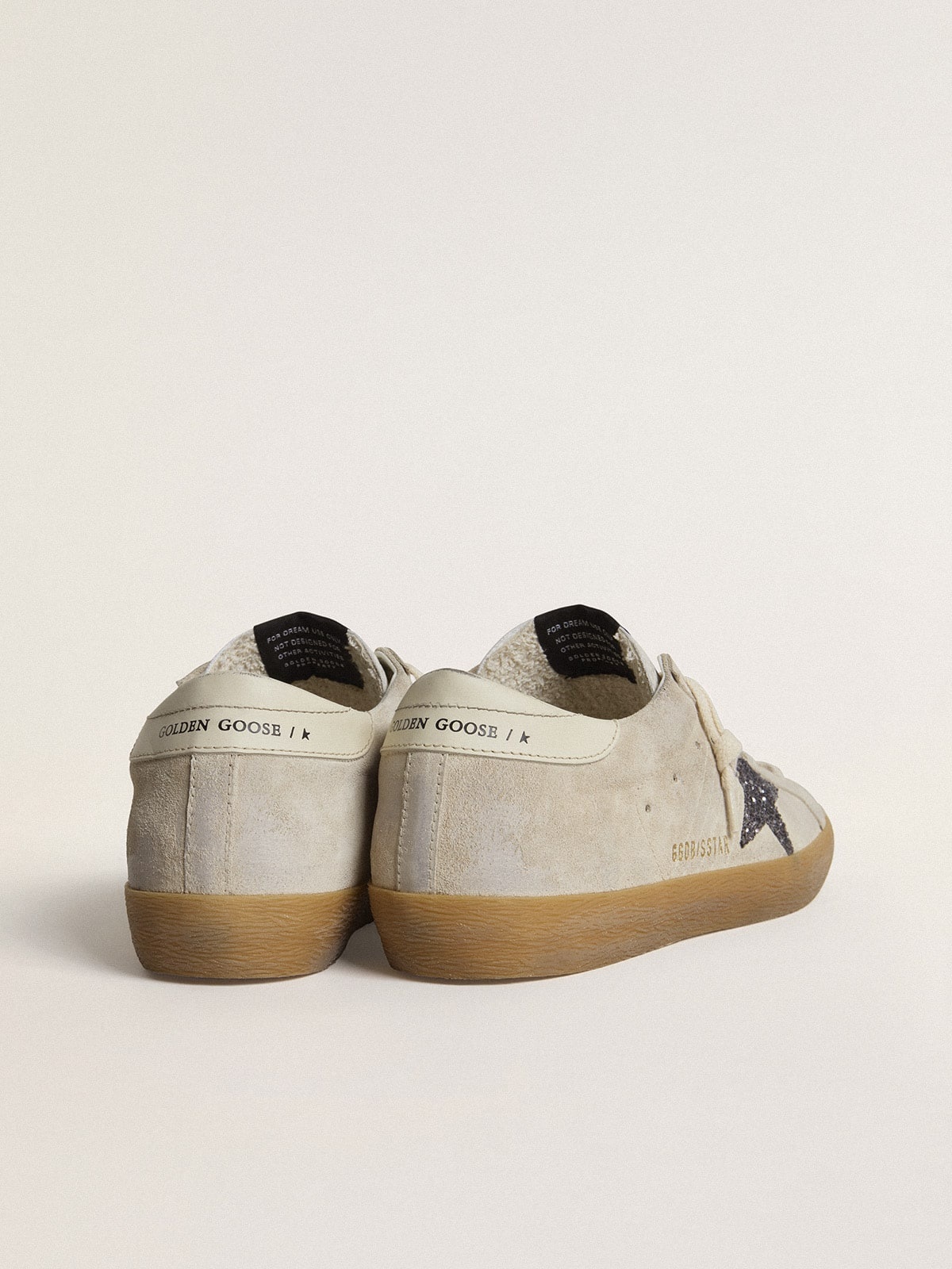 Women's Super-Star in ice-gray suede with silver glitter star and leather heel tab - 4
