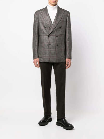 Brioni single-breasted check-pattern suit outlook