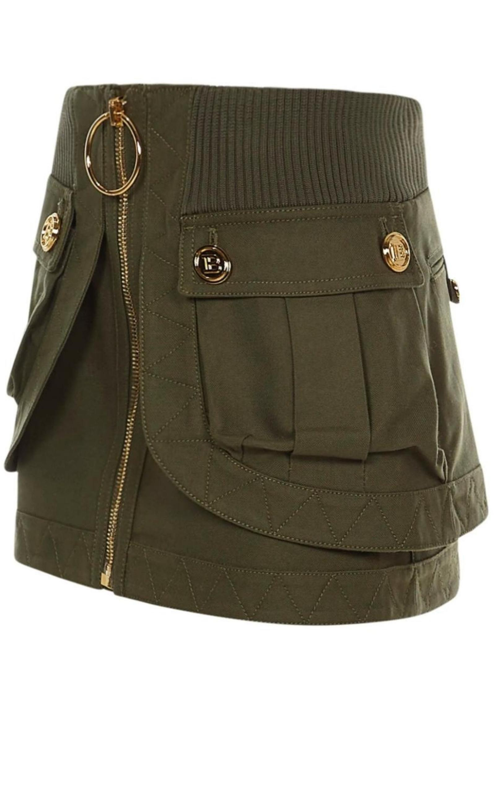 Patch-pockets Mini Denim Skirt - 3
