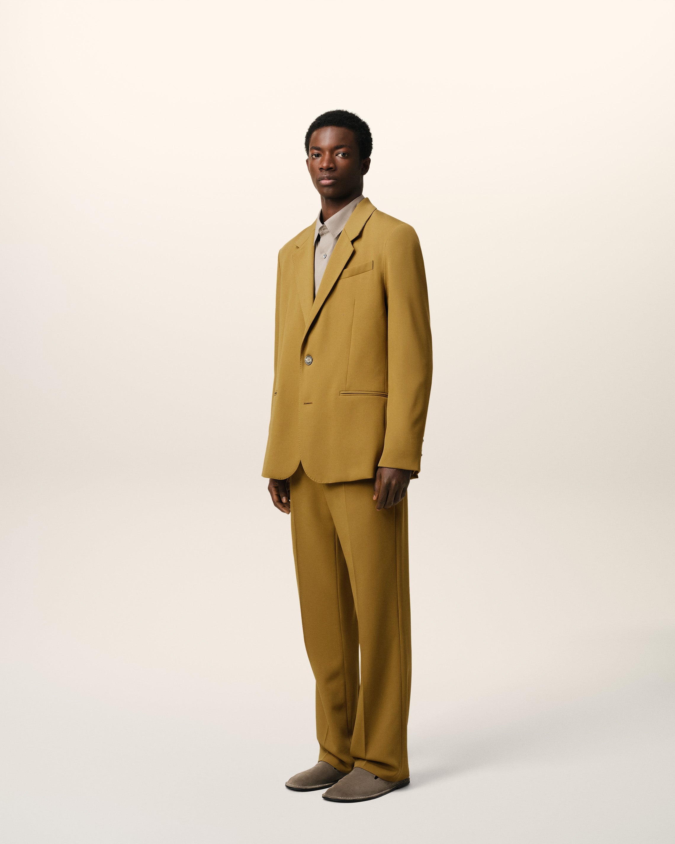 MUSTARD WOOL SEMI-LINED JACKET - 6