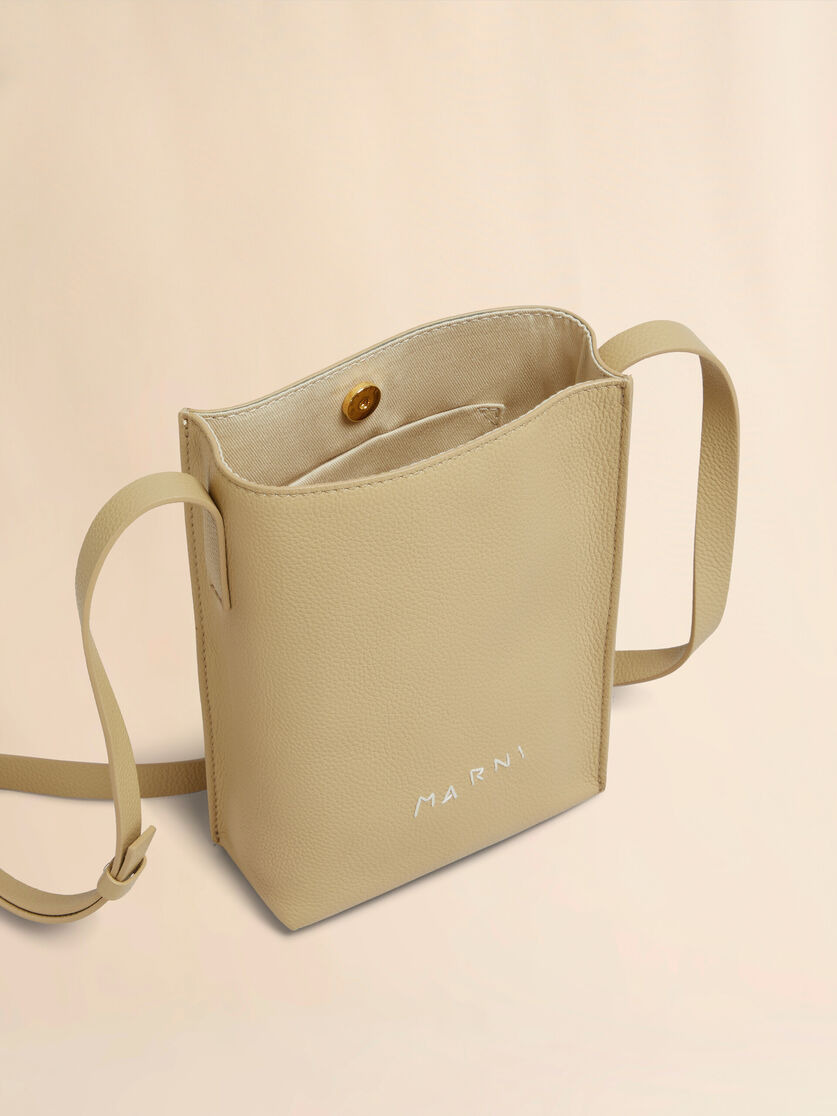 BROWN LEATHER MUSEO NANO BAG WITH MARNI SYMBOL EMBROIDERY - 3
