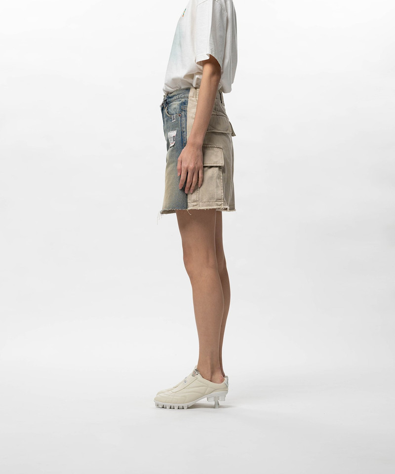 Front Back Combined Denim Shorts 11