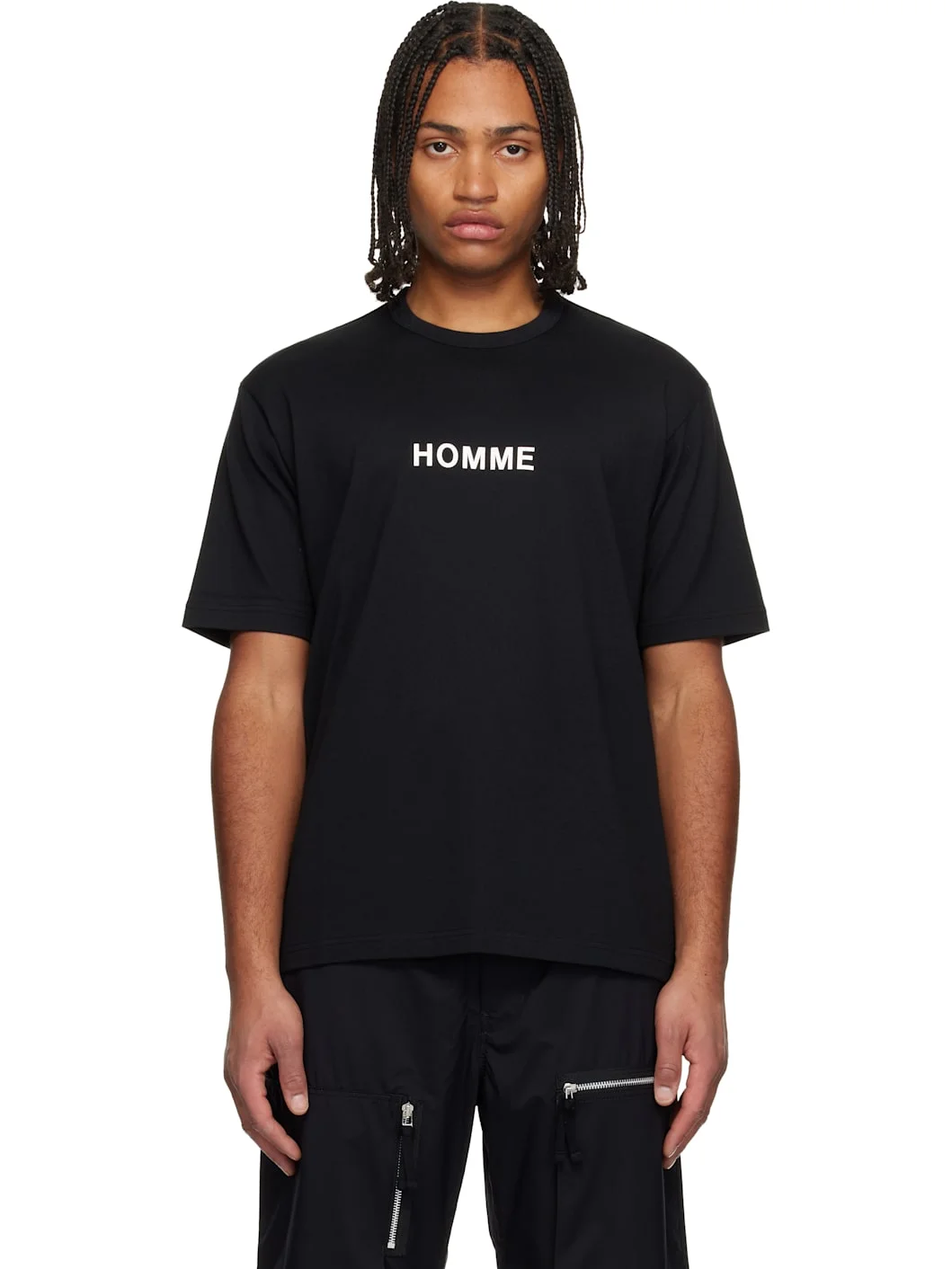 Black Cotton Tight Tension Jersey T-shirt - 1
