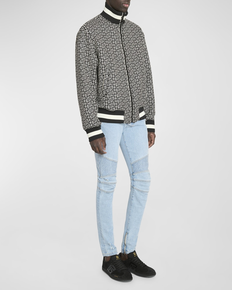 Balmain Men's Reversible Monogram Jacquard Bomber Jacket outlook