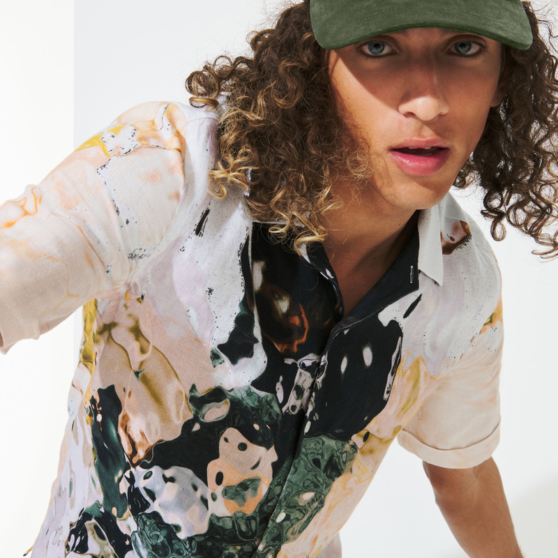 Men Bowling Shirt Linen Distortive water - Vilebrequin x Highsnobiety 6