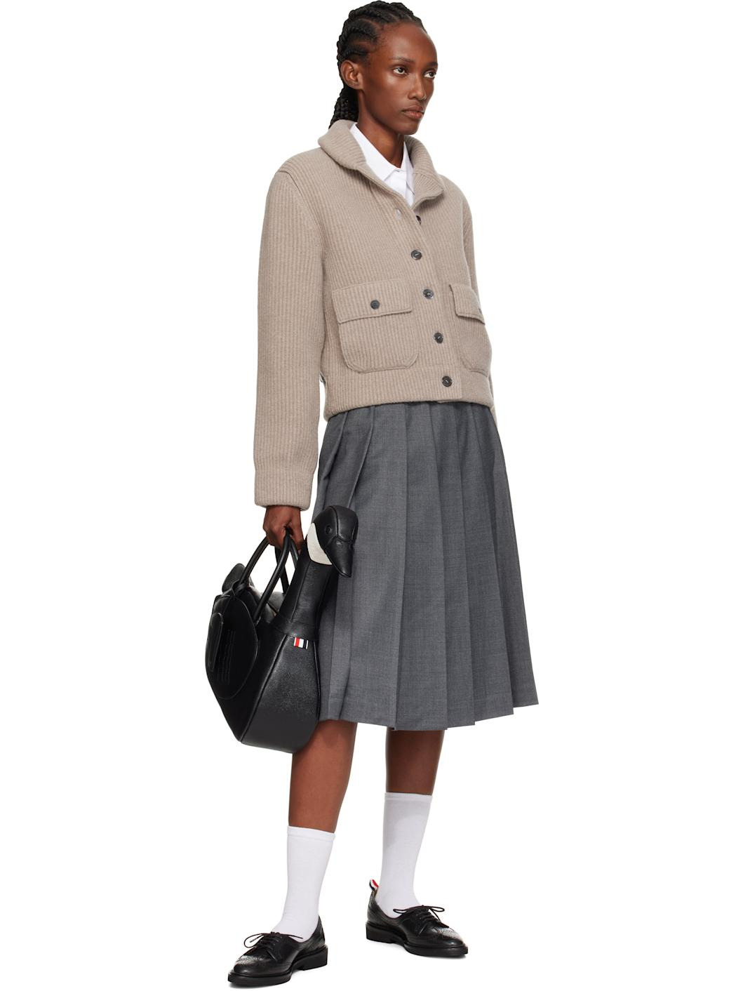 Black Pebble Grain Goose Bag - 4