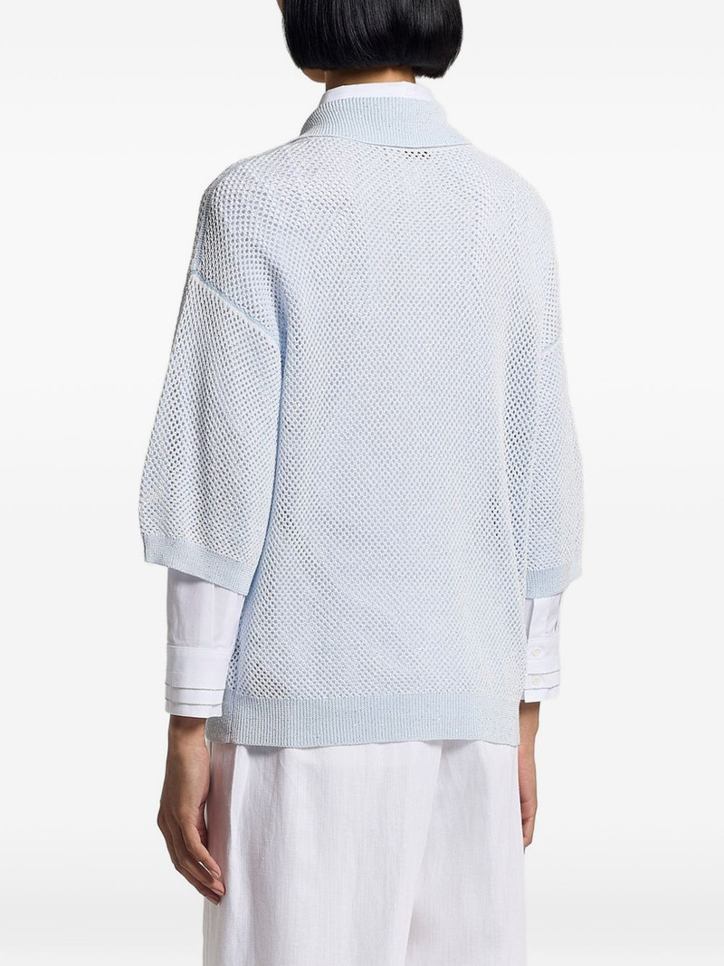 sequinned cotton yarn polo shirt 3