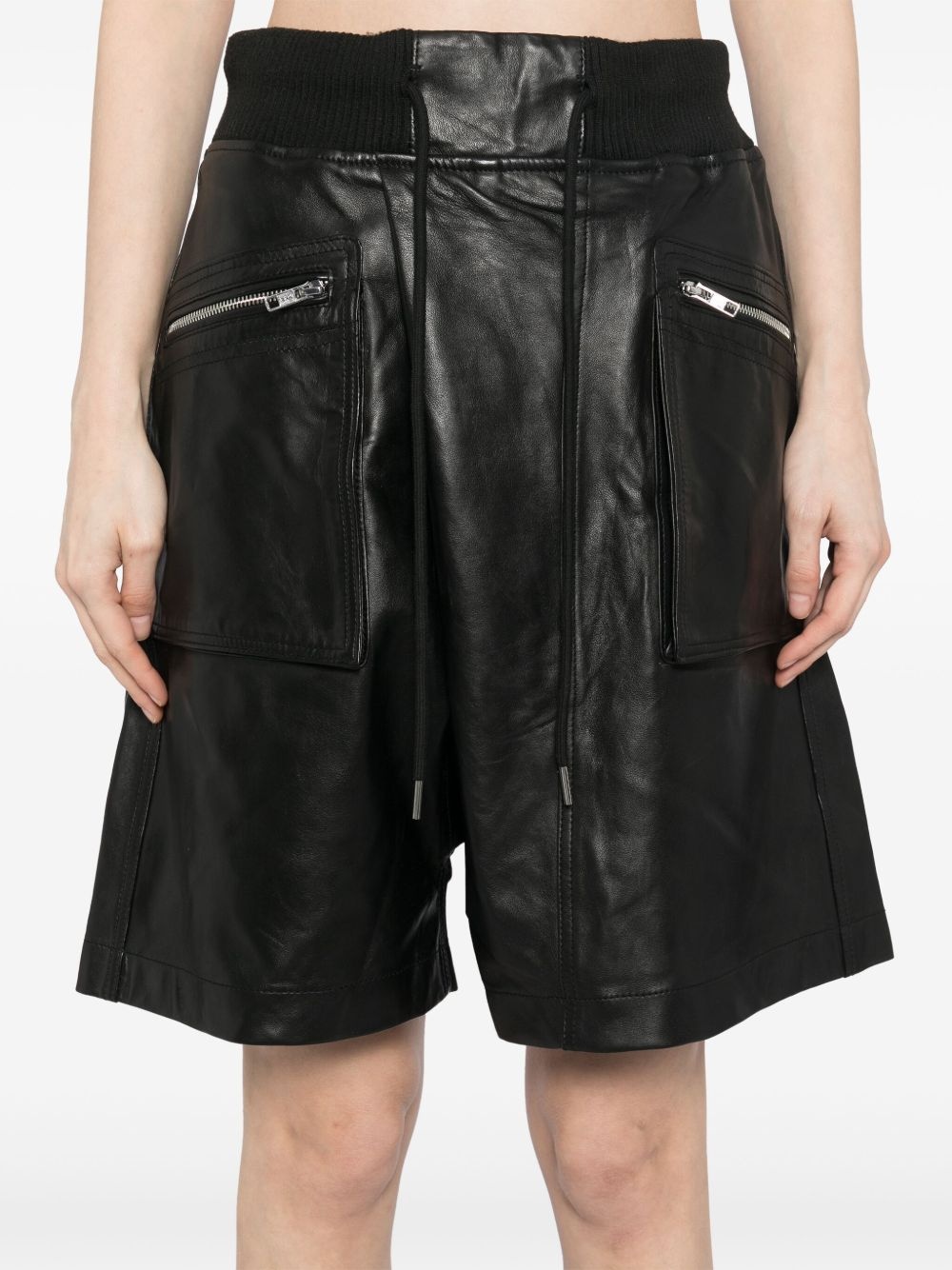 crossover leather shorts - 5