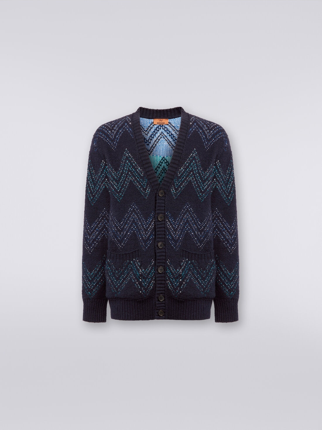 Zigzag cotton blend V-neck cardigan - 1