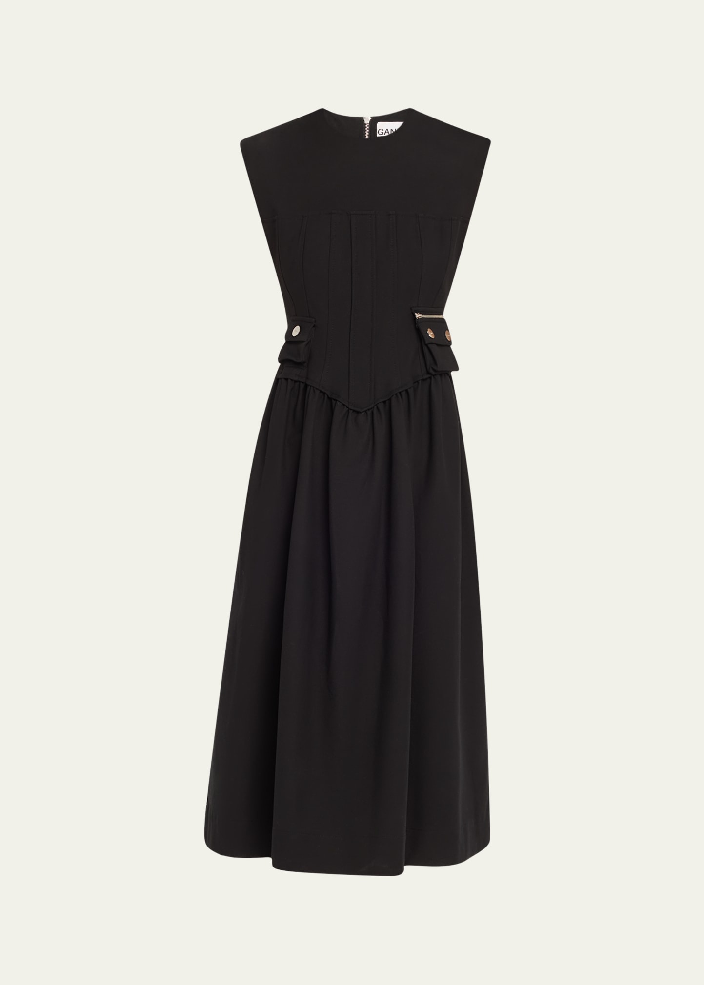 Heavy Cotton Tailored Corset Midi Dress - 1