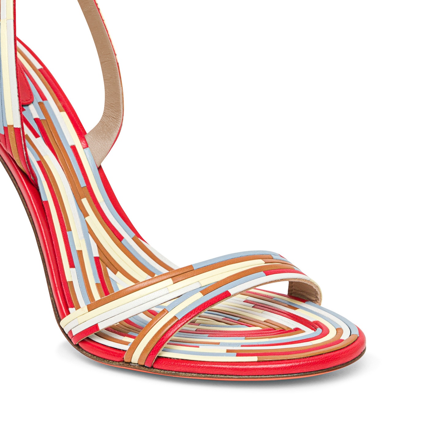Women's multicolor leather high-heel sandal - 6