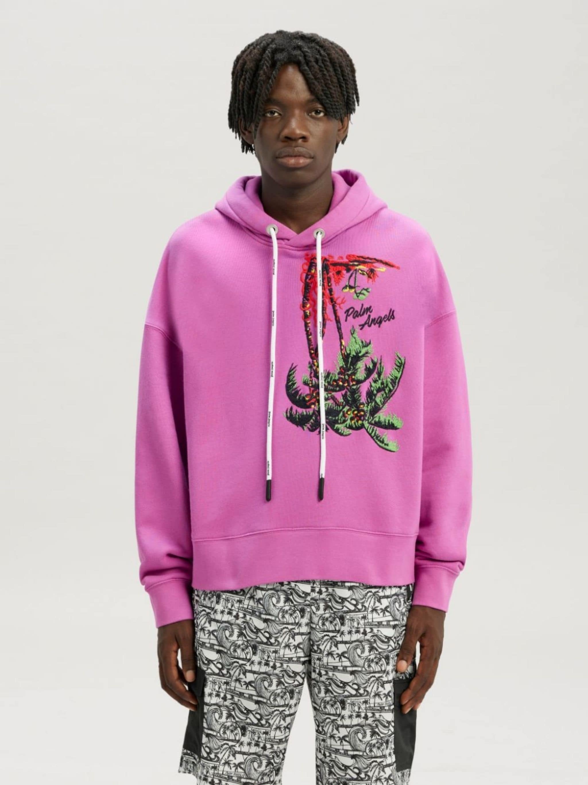 palm-embroidered organic cotton hoodie - 3
