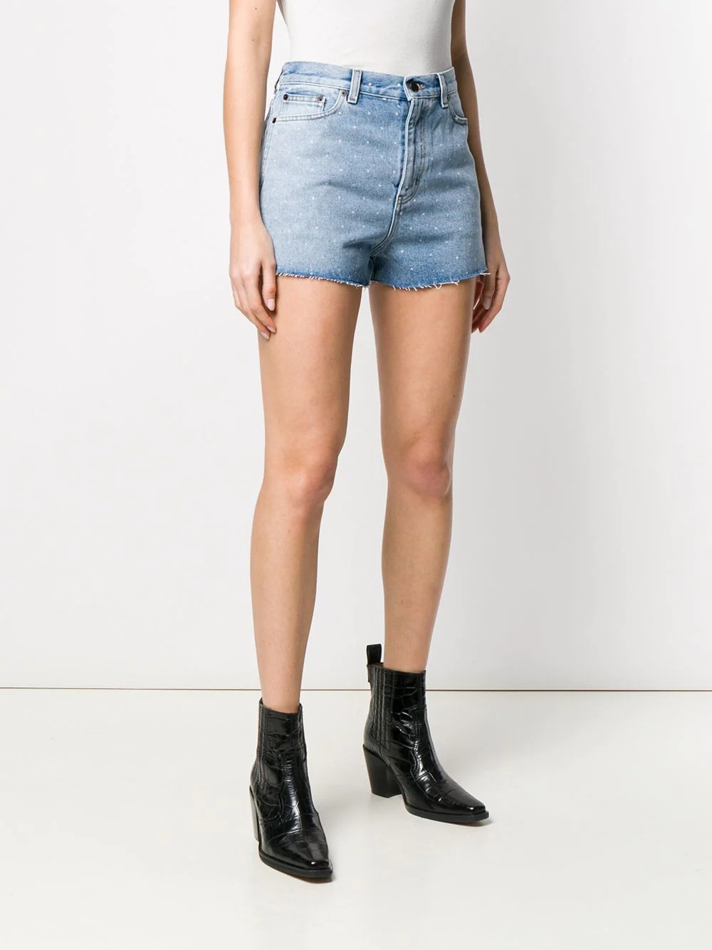 spotted back denim shorts - 3