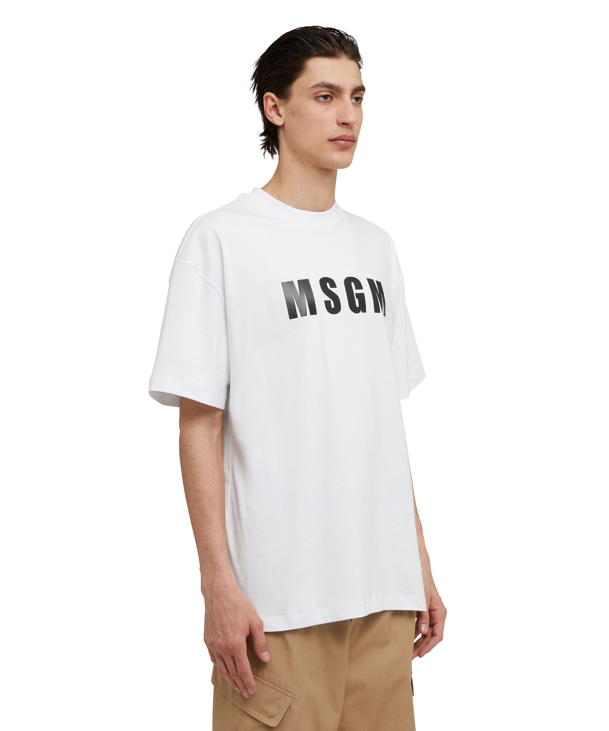 Cotton crewneck t-shirt with MSGM logo - 3