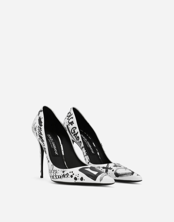 Calfskin pumps with logo print - 2