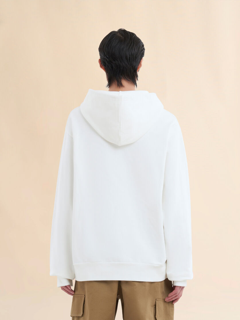 WHITE BIO COTTON HOODIE WITH MARNI PRINT - 3
